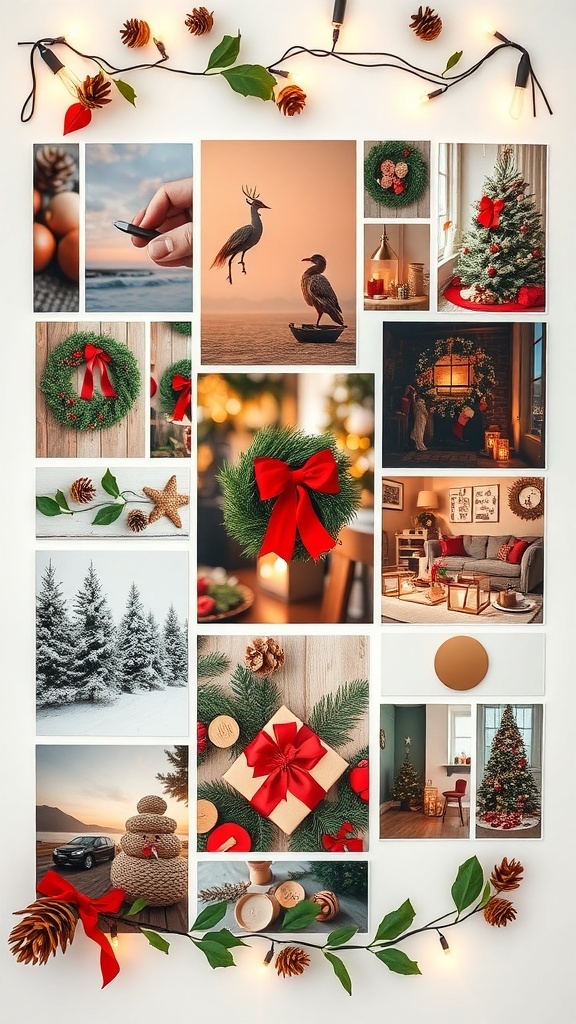 Christmas Aesthetic Vision Board Ideas A Christmas vision board filled with festive images, decorations, and cozy holiday themes.